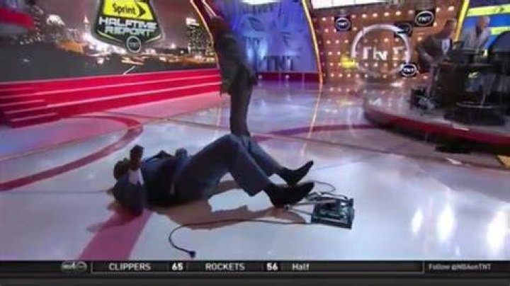 Shaquille O&rsquo;Neal Takes a Tumble on TNT 92 Q